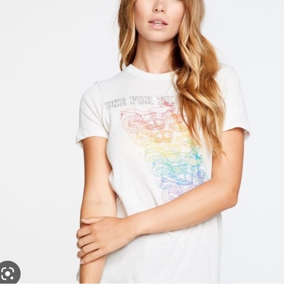 Chaser Rainbow Motorcycle Print One For The Road Paint Spatter T-Shirt NWT L - Picture 2 of 14
